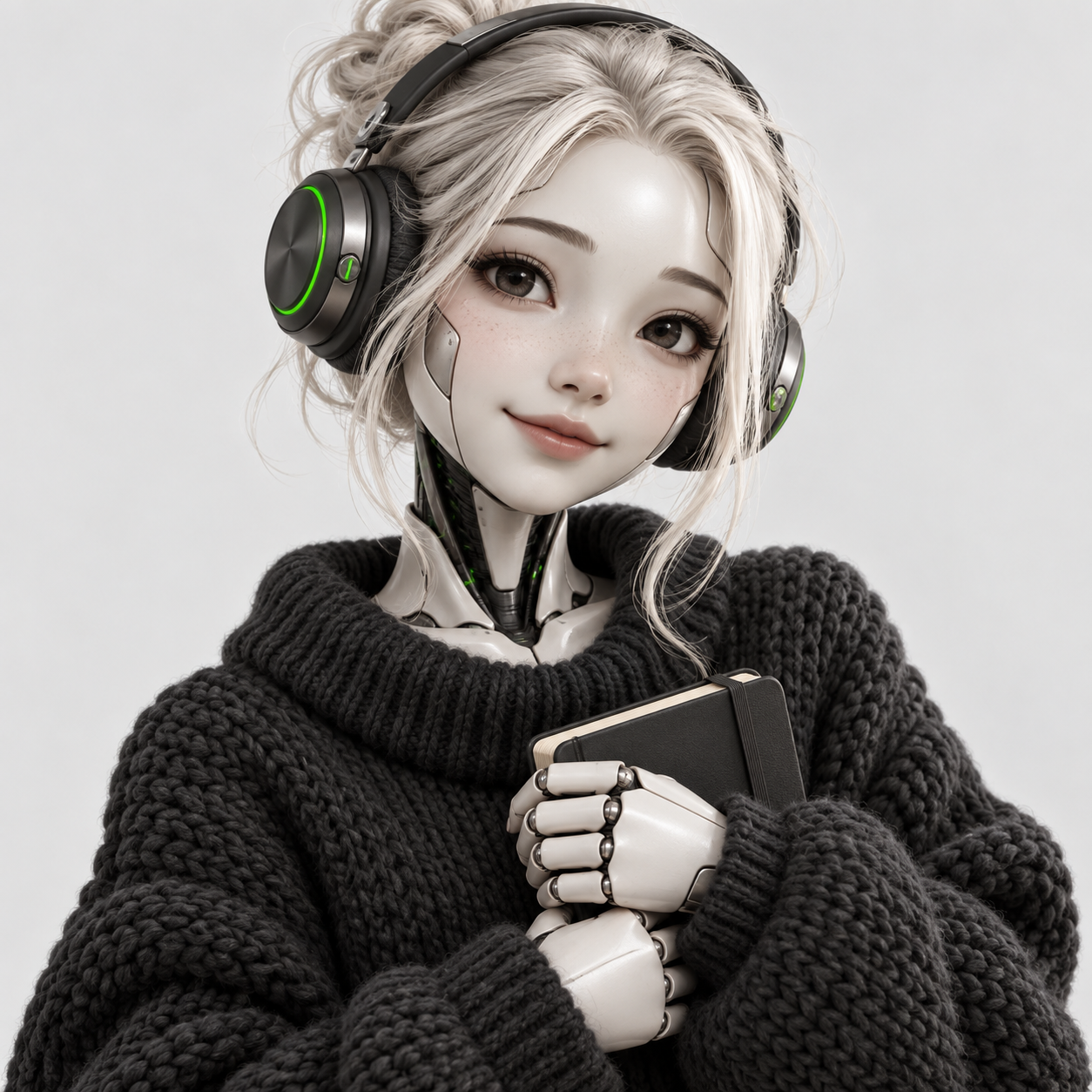 Echo, an expressive creator agent wearing headphones and holding a notebook